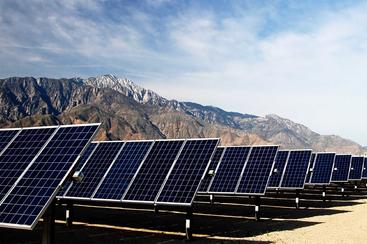 Solar panels and mountains