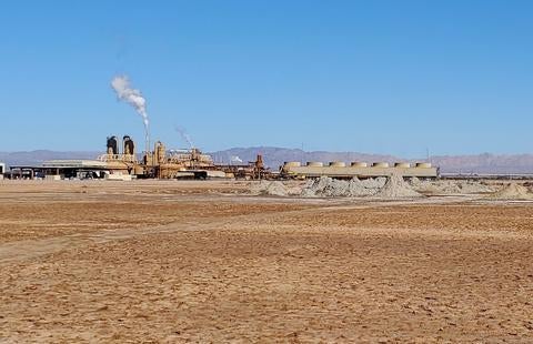 Mud volcanoes next to the EnergySource Minerals power plant, near California's Salton Sea. (Michael McKibben/UCR)